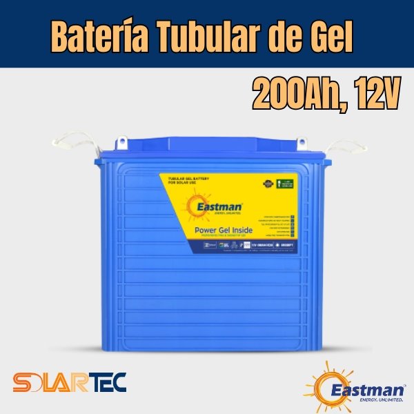 Batería Tubular de Gel 200Ah, 12V, Eastman